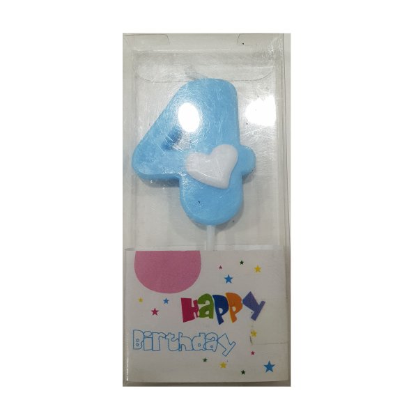 #4 Blue with White Heart Candle